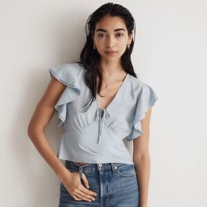 77/ NWT madewell no768 Tie-Front Flutter Sleeve Top size 10